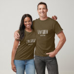 Team Groom Shirt<br><div class="desc">Team groom, this short sleeve, cotton crew neck shirt is shown in the Brown colour with a sample last name, so you can customise this shirt to your liking, by clicking on customise button, look to right and find the appropriate boxes and change the sample text to your information. Perfect...</div>