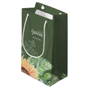 Team Groom. Sunflower Painting Paper  Small Gift Bag