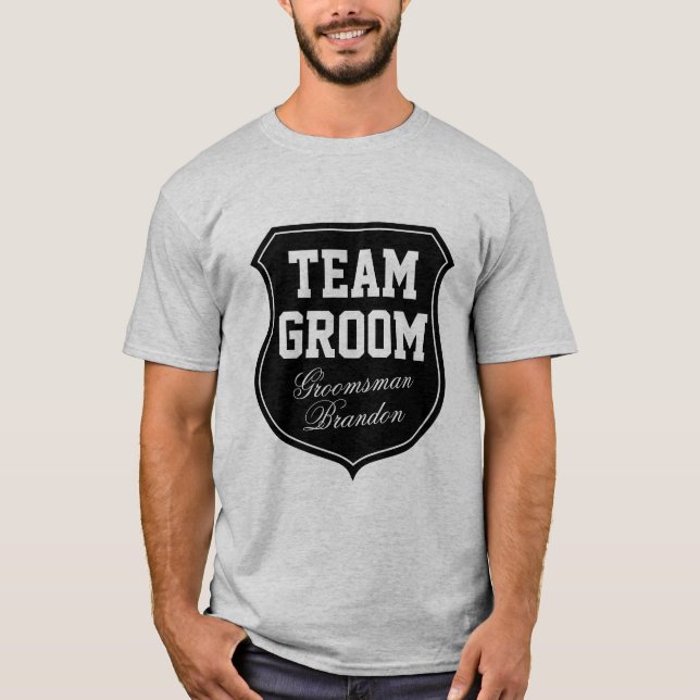 Team Groom t shirts personalised with name (Front)