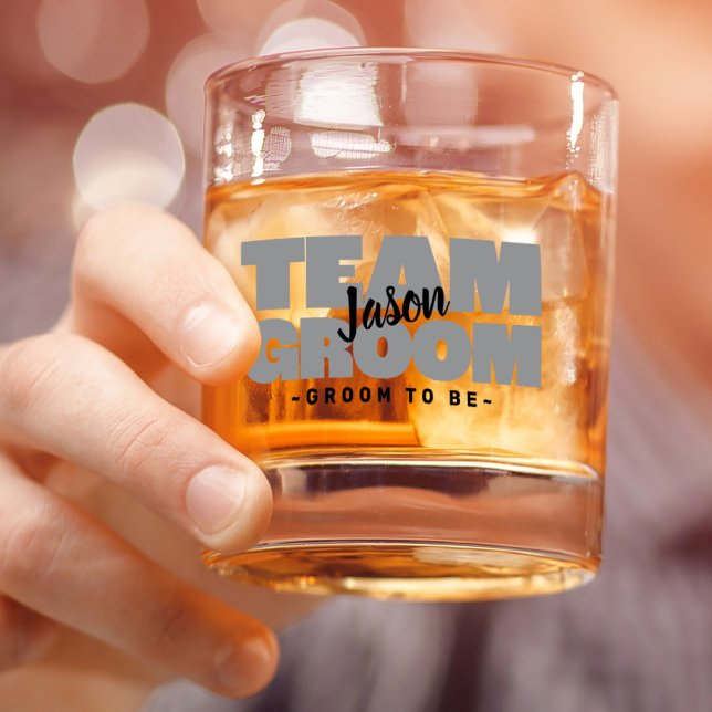 Team Groom To Be Wedding Name Black Grey Custom Whiskey Glass (Team Groom To Be Wedding Name Black Gray Custom Whiskey Glass)