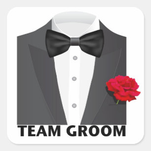 Team Groom (tux) Square Sticker