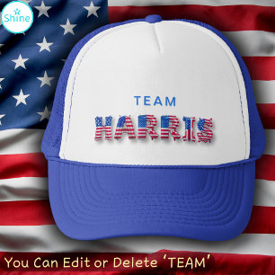 TEAM HARRIS Kamala Harris USA Flag Balloon Letters Trucker Hat
