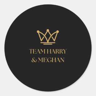 TEAM HARRY & MEGHAN WITH GOLD CROWN CLASSIC ROUND STICKER
