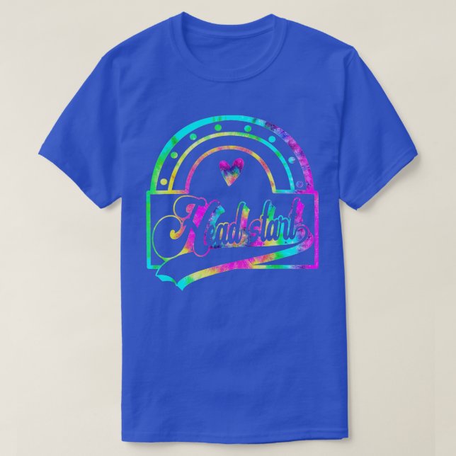 Team Head Start Back To School Tie Dye Rainbow  T-Shirt (Design Front)