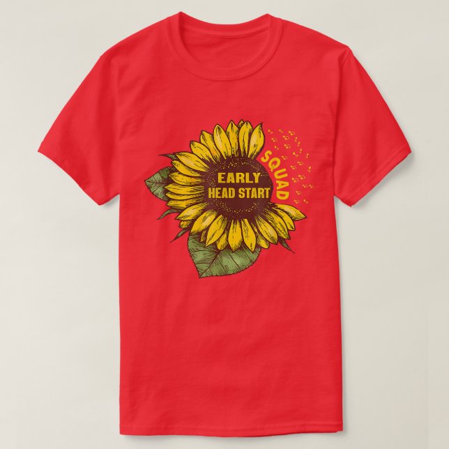 Team Head Start Squad Sunflower Back To School Fun T-Shirt (Design Front)