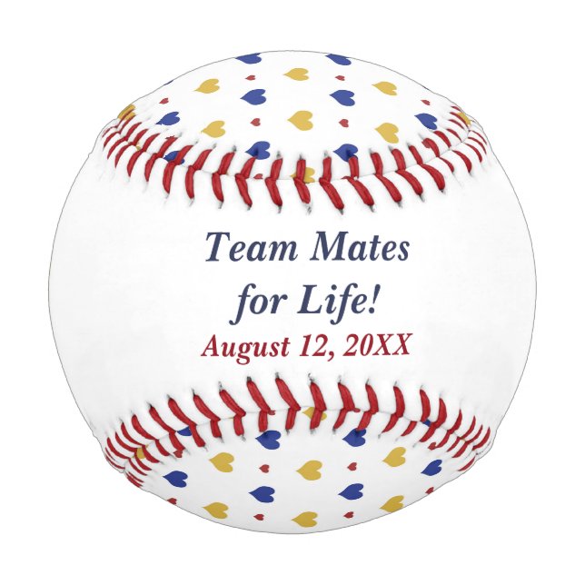 Team Hearts Personalised Newlywed Baseball (Front)