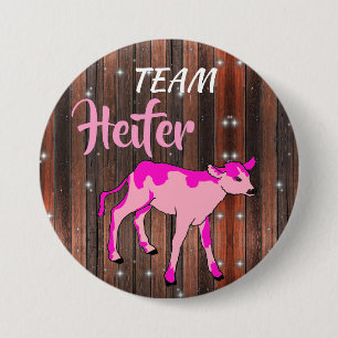 "Team Heifer" Pink Gender Reveal 7.5 Cm Round Badge