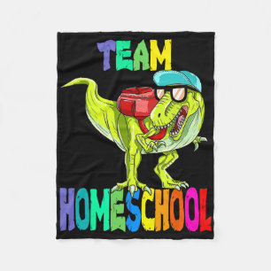 Team Homeschool Dinosaur T Rex Byck To School Fleece Blanket