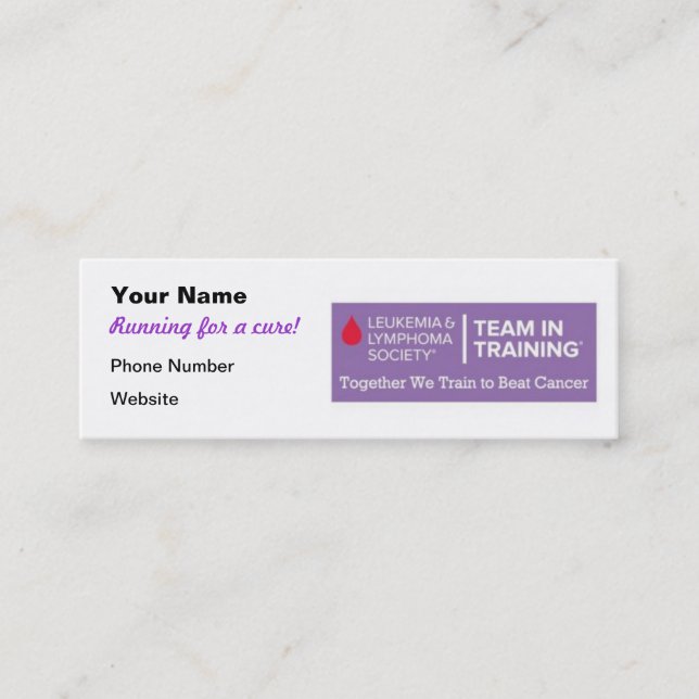 Team in Training Fundraising Cards (Front)