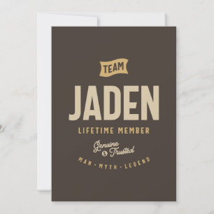 Team Jaden Lifetime Member Personalised Name Invitation