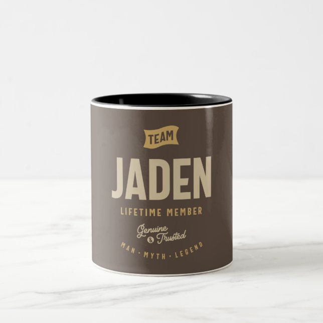 Team Jaden Lifetime Member Personalised Name Two-Tone Coffee Mug (Center)