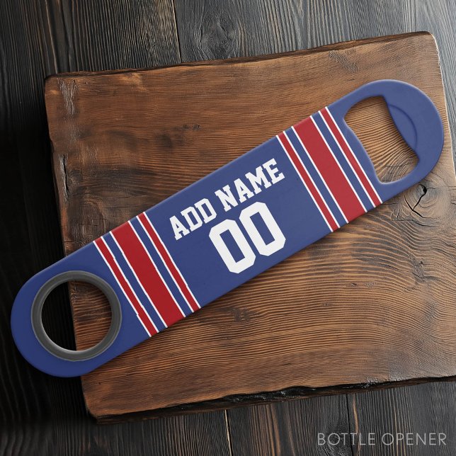 Team Jersey Stripes Custom Name and Number (Custom Bar Key)