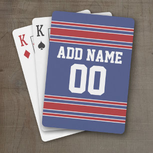 Team Jersey Stripes Custom Name and Number Playing Cards