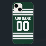 Team Jersey with Custom Name and Number Case-Mate iPhone 14 Case<br><div class="desc">Green and White colours -- If you are a Fantasy Football team owner, make your own products and show off to your friends! Or - Do you play High School Football and want a memento? This jersey design is perfect for anyone playing sports.</div>