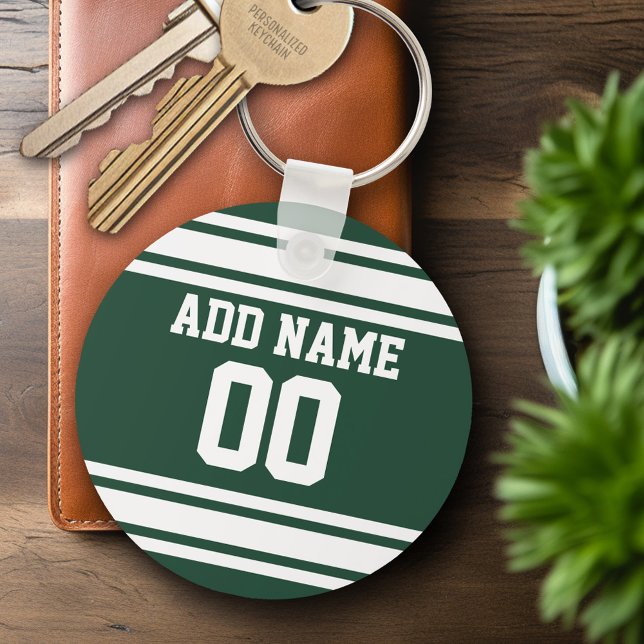 Team Jersey with Custom Name and Number Key Ring (Personalized Keychain - Sports Jersey Football Theme)