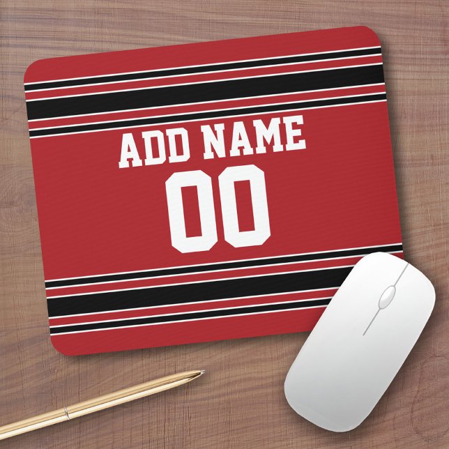 Team Jersey with Custom Name and Number Mouse Mat (Personalized Mousepad - Sports Jersey Theme with custom name)