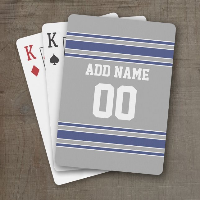 Team Jersey with Custom Name and Number Playing Cards (Personalized Playing Cards - Sporty Stripes)