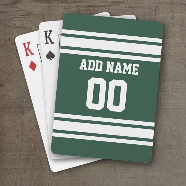 Team Jersey with Custom Name and Number Playing Cards (Personalized Playing Cards - Sporty Stripes)