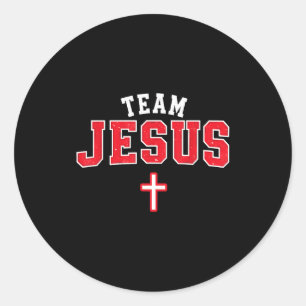 Team Jesus - Funny Christian Cross Emblem Faith St Classic Round Sticker