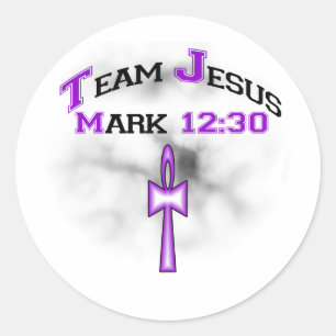 Team Jesus Mark 12:30 Classic Round Sticker