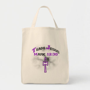 Team Jesus Mark 12:30 Tote Bag