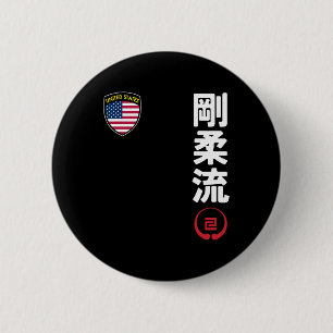 Team Karate Goju Ryu Usa Flag Kanji Japanese Marti 6 Cm Round Badge