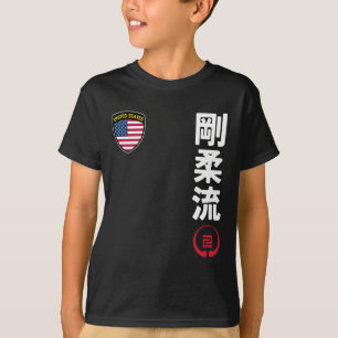 Team Karate Goju Ryu Usa Flag Kanji Japanese Marti T-Shirt