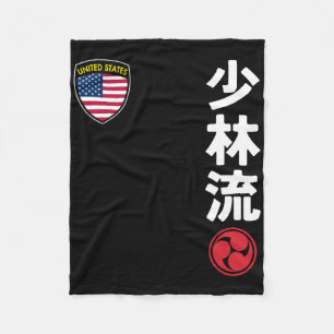 Team Karate Shorin Ryu Usa Flag Japanese Martial A Fleece Blanket