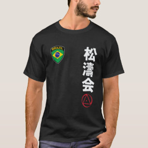 Team Karate Shotokai Brazil Flag Kanji Japanese Ma T-Shirt
