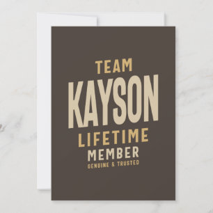 Team Kayson Lifetime Member Personalised Name  Invitation