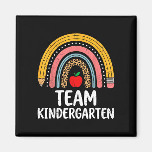 Team kindergarten boho rainbow pencil k teacher magnet