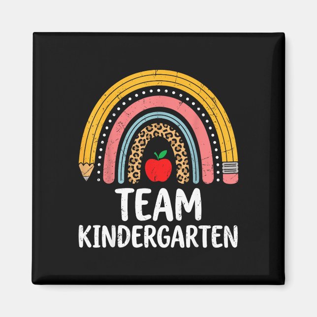 Team kindergarten boho rainbow pencil k teacher  magnet (Front)