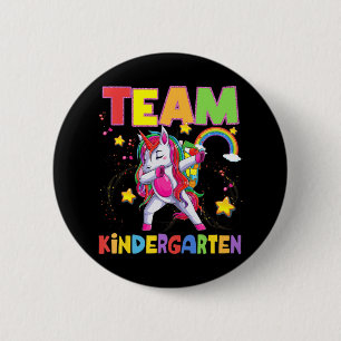 Team Kindergarten Dabbing Unicorn Back To School G 6 Cm Round Badge