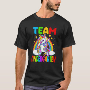Team Kindergarten Dabbing Unicorn Kids Girls Back T-Shirt