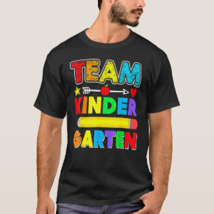 Team Kindergarten Teacher Apple Student Kids Back  T-Shirt