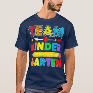 Team Kindergarten Teacher Apple Student Kids Back T-Shirt