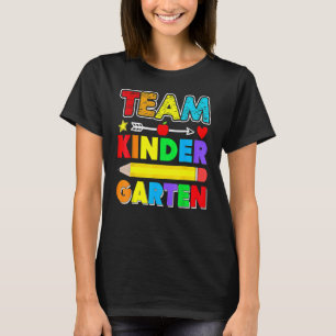 Team Kindergarten Teacher Apple Student Kids Back  T-Shirt