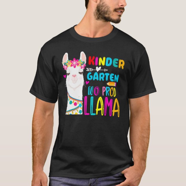 Team Kindergarten Teacher Rainbow No Prob Llama 10 T-Shirt (Front)