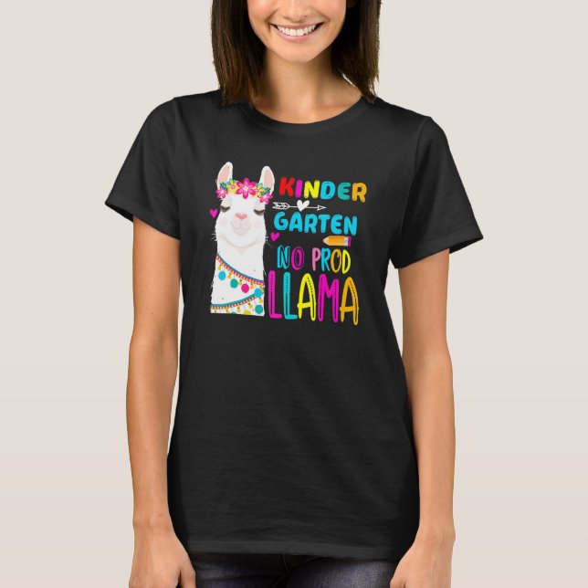 Team Kindergarten Teacher Rainbow No Prob Llama 10 T-Shirt (Front)