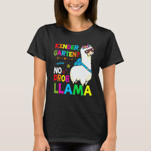Team Kindergarten Teacher Rainbow No Prob Llama 10 T-Shirt