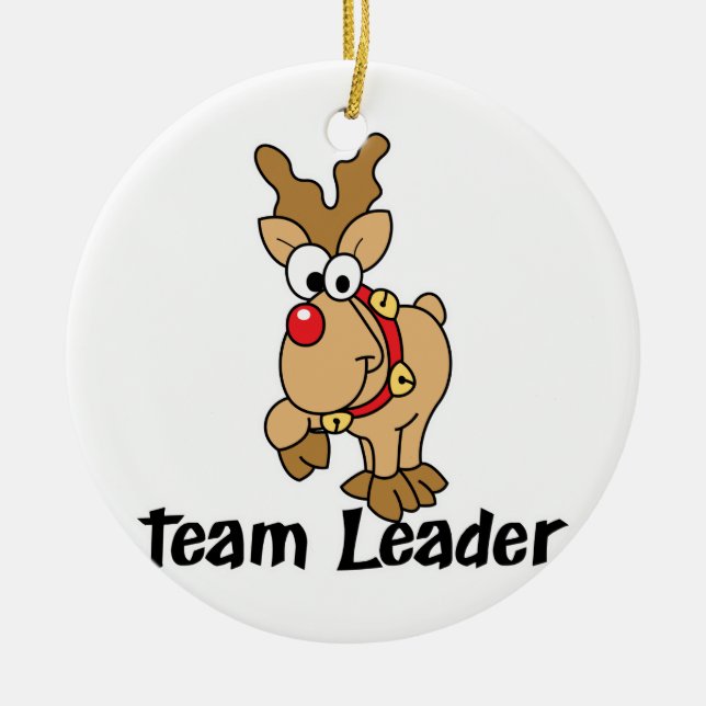 Team Leader Rudolph Ceramic Tree Decoration (Front)