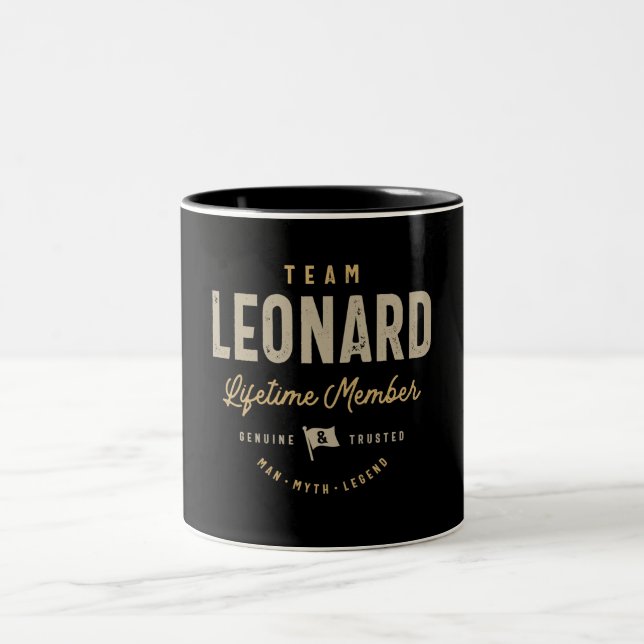 Team Leonard Lifetime Member Personalised Name  Two-Tone Coffee Mug (Center)