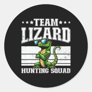 Team Lizard Hunting Squad Funny Retro Gecko Lizard Classic Round Sticker