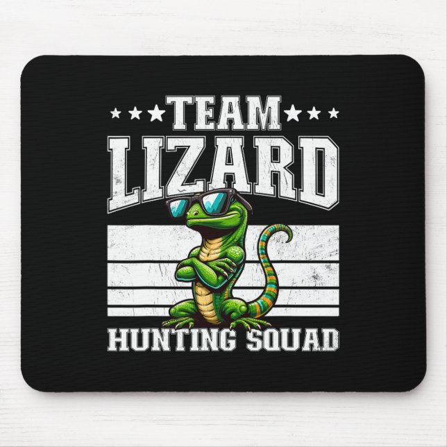 Team Lizard Hunting Squad Funny Retro Gecko Lizard Mouse Mat (Front)