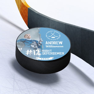 Team Logo Hockey Player Name Jersey Number & Photo Hockey Puck