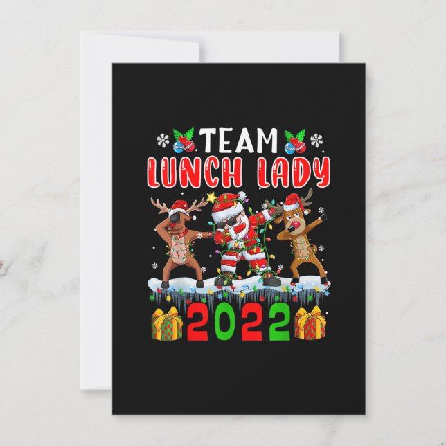 Team Lunch Lady 2022 Christmas Lights Dabbing Rein Invitation (Front)