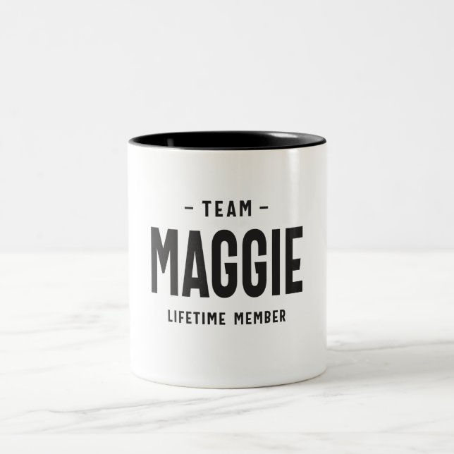 Team Maggie Lifetime Member Personalised Name  Two-Tone Coffee Mug (Center)