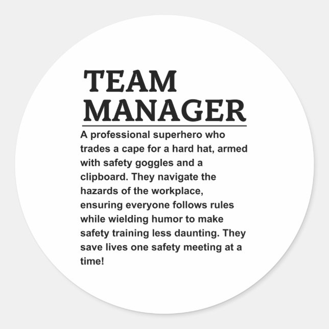 Team manager classic round sticker (Front)