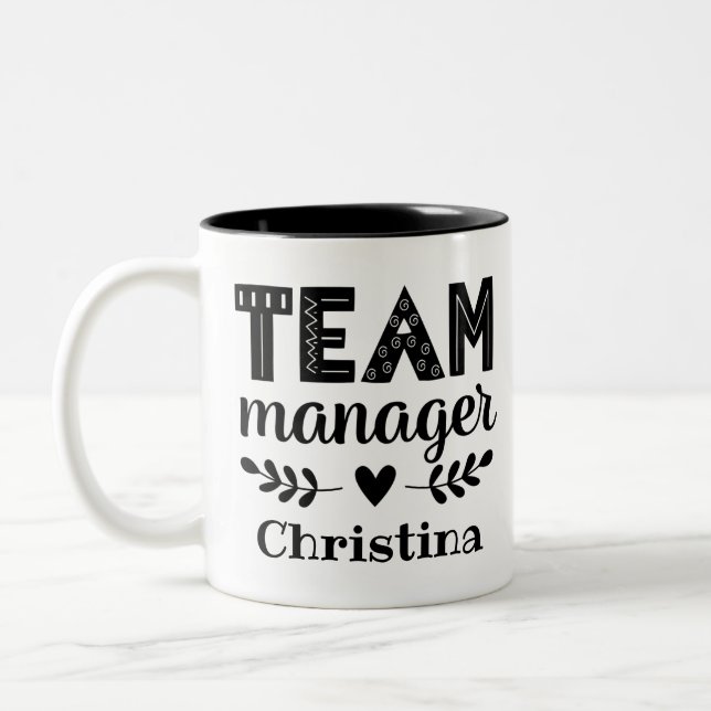 Team Manager Personalised Two-Tone Coffee Mug (Left)