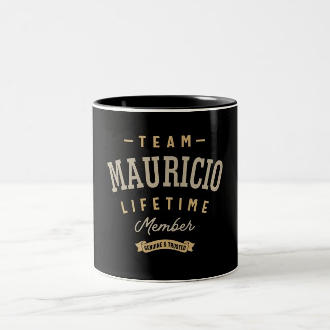 Team Mauricio Lifetime Member Personalised Name Two-Tone Coffee Mug (Center)